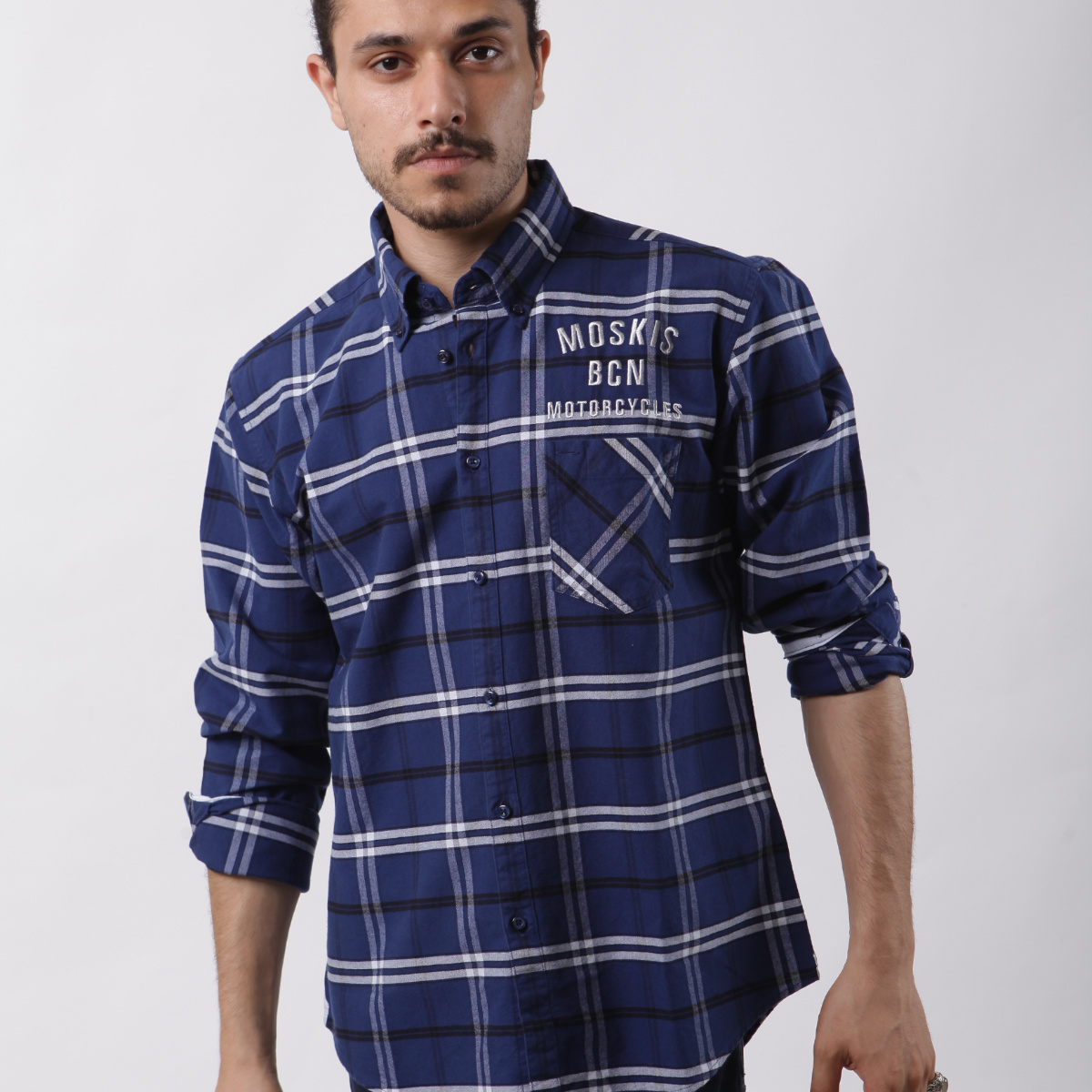 FORREST men's blue and black checkered shirt